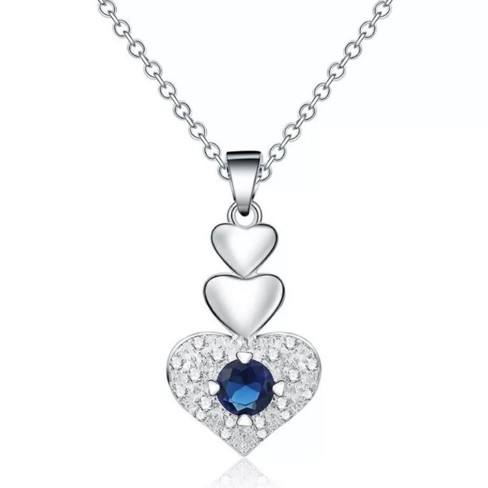 The Something Blue Heart pendant necklace in sapphire and 925 - Picture 1 of 11